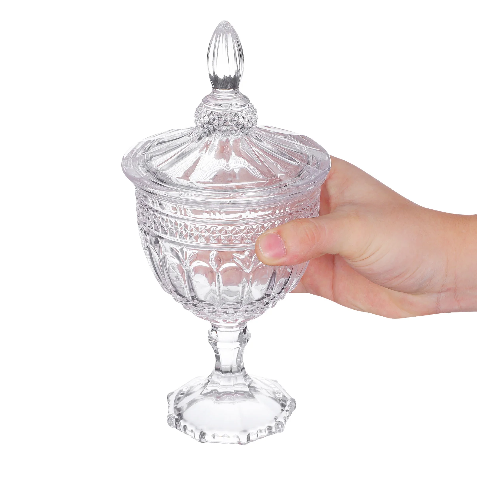 

1Pcs High Quality Glass Candy Jar Decorative Crystal Texture Storage Canister for Candy Dry Goods Storage Kitchen Organizer