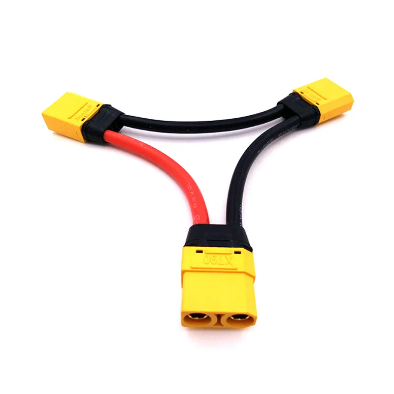 Amass XT90 Battery Connector in Series Harness 10AWG Silicone Wire 1 Female to 2 Male Lead Adapter Cable For Lipo Battery