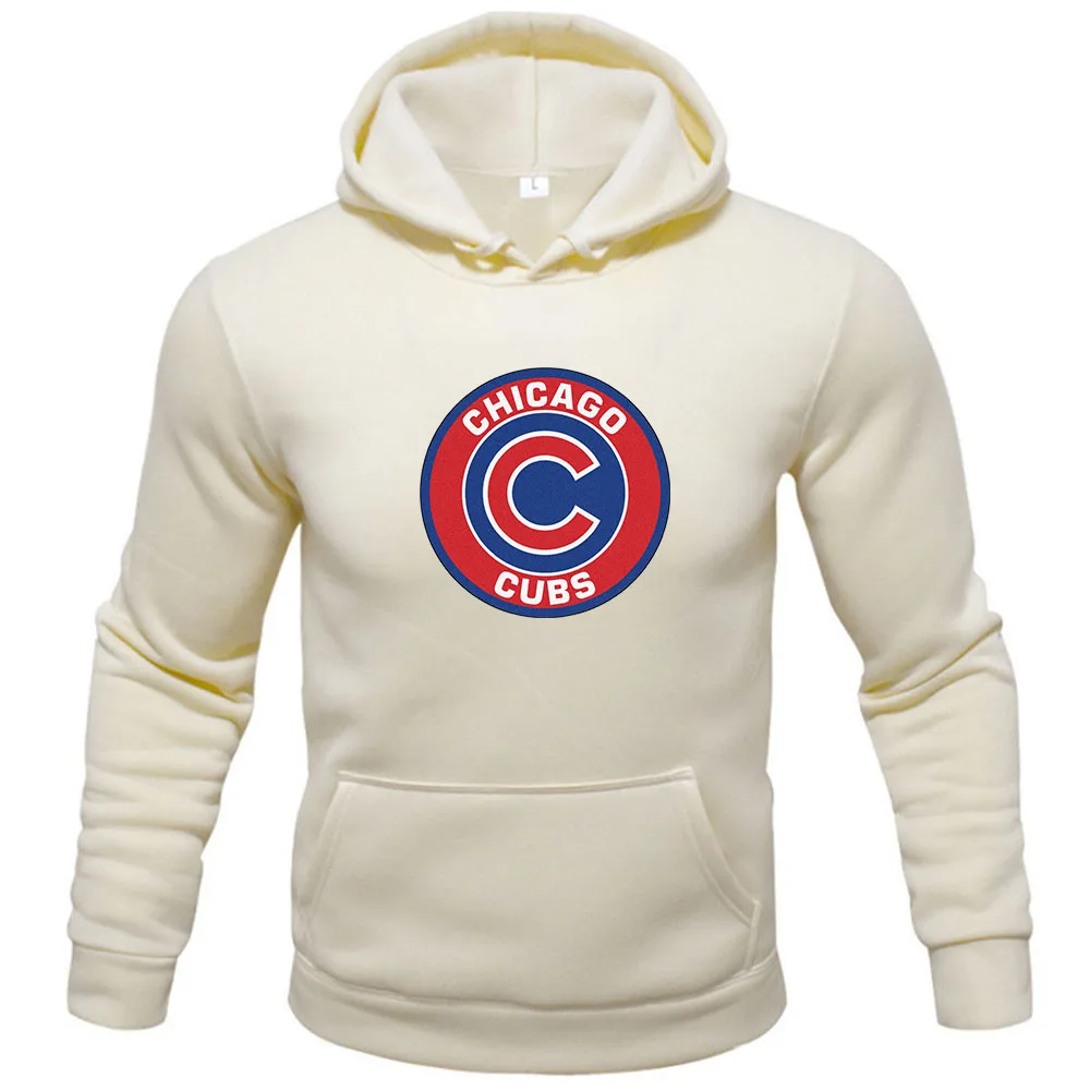 \'Chicago CUBS\' Men\'s Autumn Winter Fleece Hoodie Casual Sports Outdoor Fitness Slim Hoodie Men\'s Fashion Hot Sale Letter Print