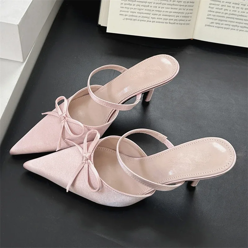 

Eilyken Street Style Pointed Toe Women Slippers Pumps Sexy Thin Heels Party Prom Mule Shoes Zapatos De Mujeres