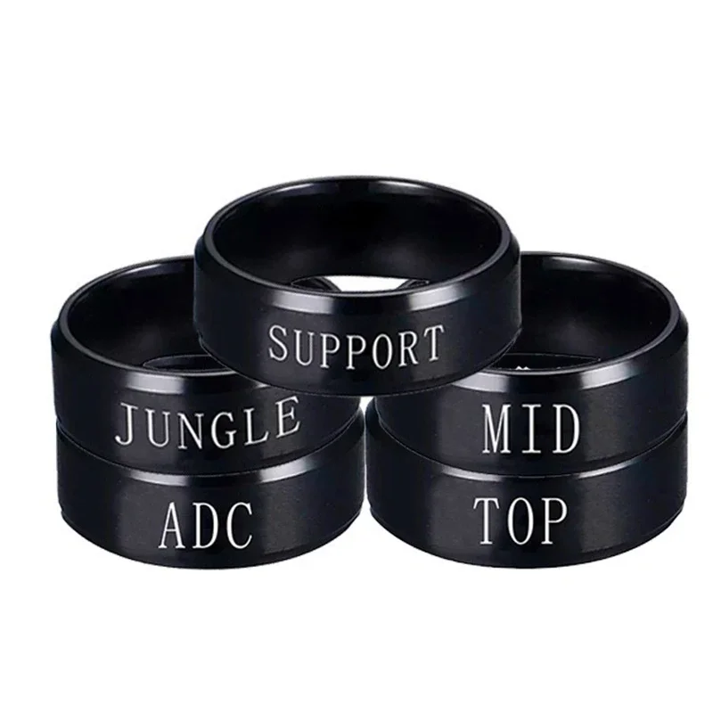 Stainless Steel League of Legendes Team Position Band Ring for Men Women MID JUGGLE ADC TOP Metal Finger Rings Fans Cos Jewelry