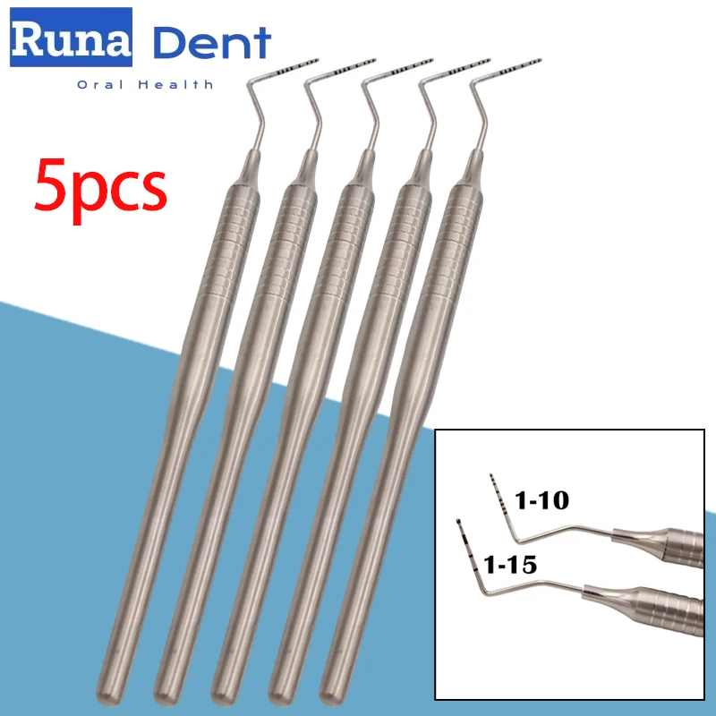 

5pcs Dental Explorer Probe Stainless Steel Periodontal Scaler Instrument Tool Endodontic Equipment Material Graduated