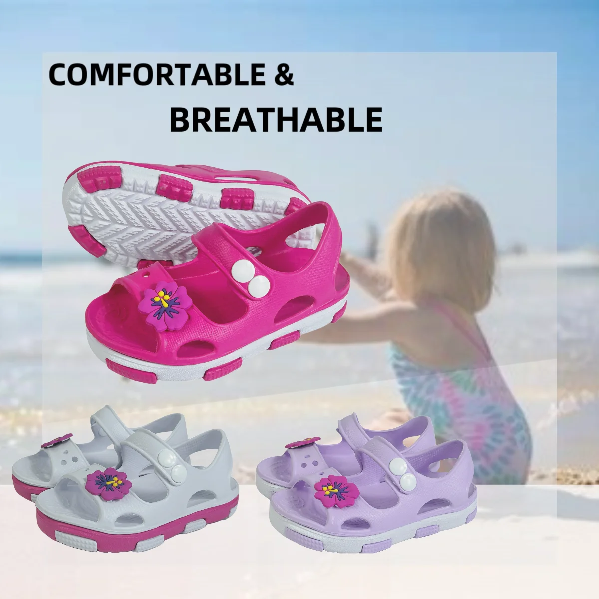 Solid Bow Children\'s Summer Shoes Cute EVA Beach Non Slip Sandals For Baby Girls Footwear Soft Infant Kids Fashion Sandals