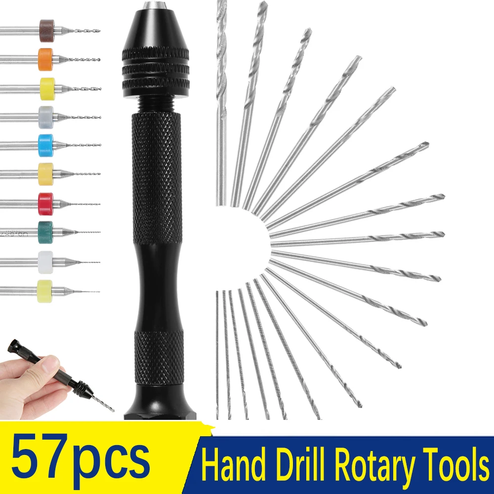 57pcs 0.3-3-0.1-11mm Twist Drill Bit Set For Dremel Rotary Tool Straight Shank Mini Drill Bit Set Hand Tools Carving DIY