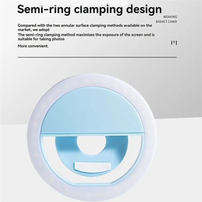 DT23 Rechargeable LED Selfie Ring Light 3-Level Brightness Portable Mobile Phone Lens Selfie Lamp Pink