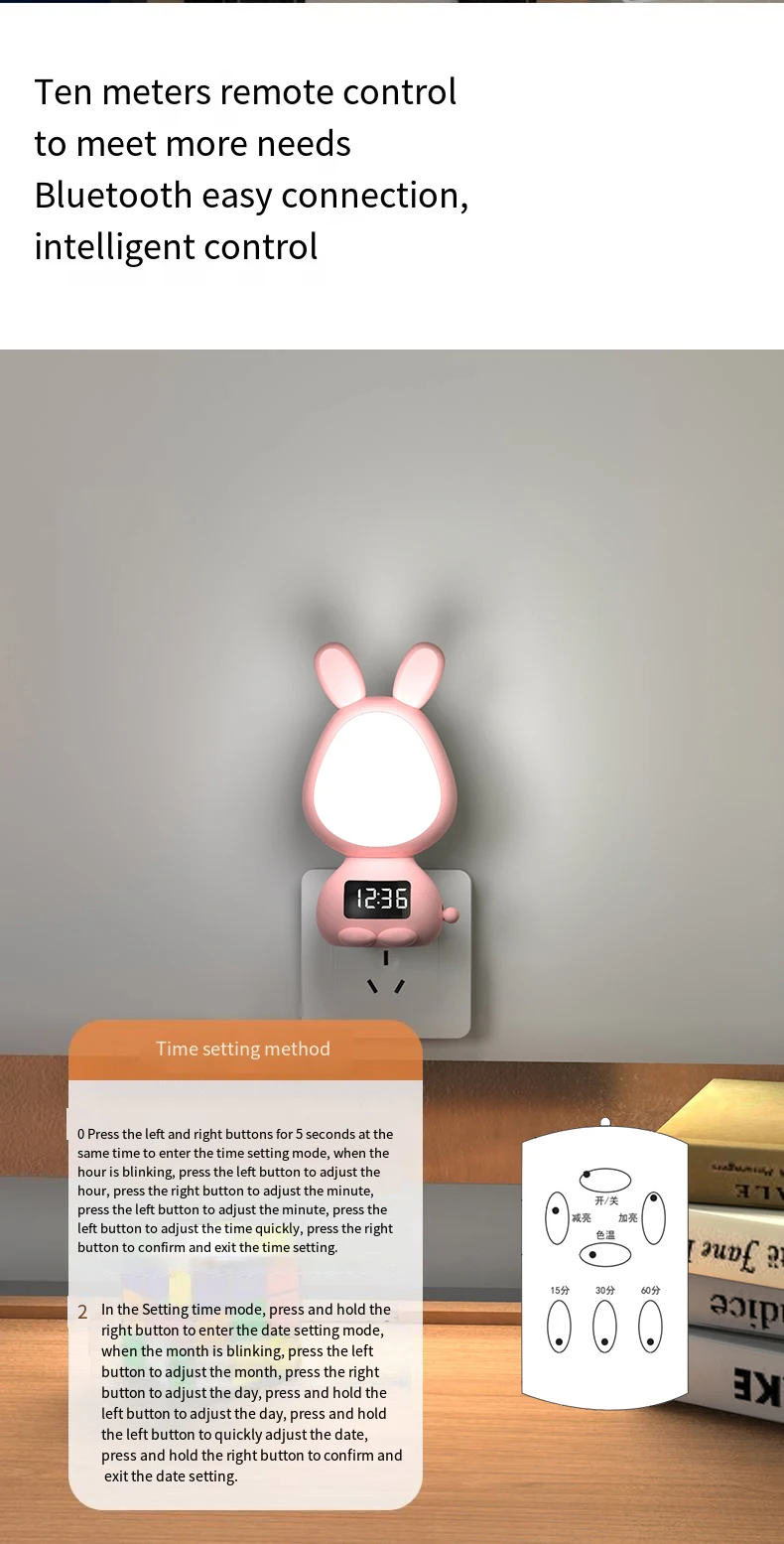 Lámpara de luz LED nocturna con despertador, Sensor táctil para dormitorio, Luz suave y cálida, regalo para niños, lámpara de mesita de noche para bebé, atmósfera