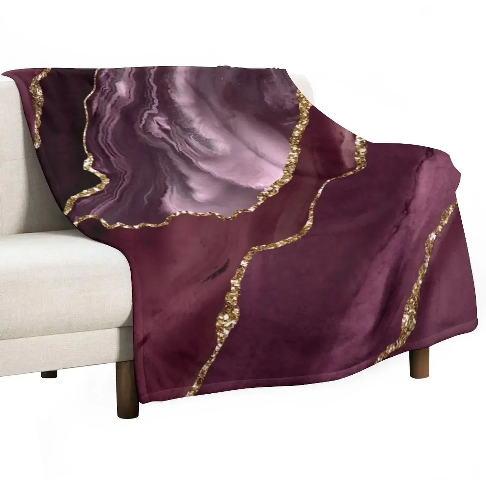 Burgundy Maroon Geode Agate Throw Blanket halloween Bed linens Thin Kid'S Quilt sofa bed Blankets