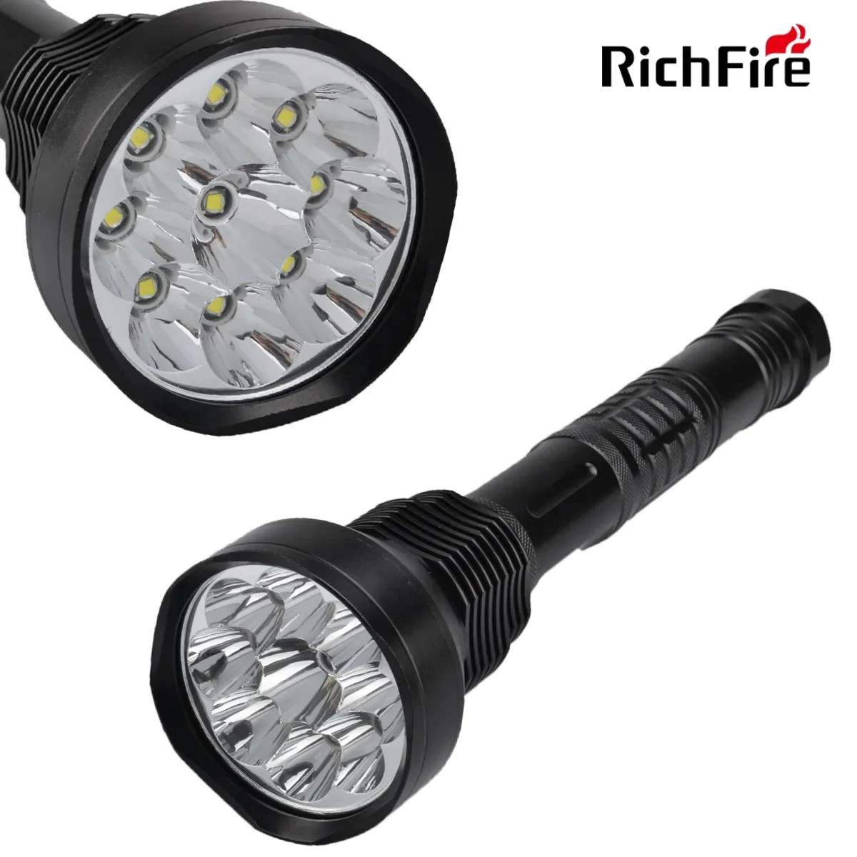 

RichFire Powerful Flashlight XM-L T6 7200lm 5-Mode Searchlight Torch by 3 x 26650 Battery for Camping Self Defense