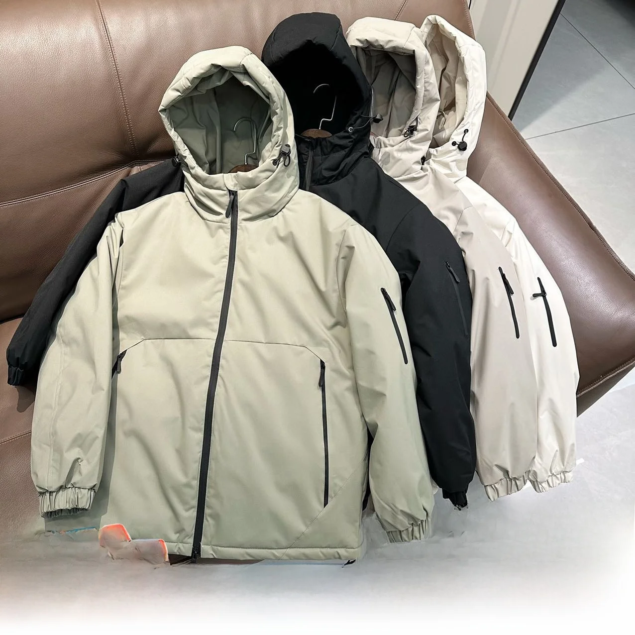 

Waterproof Cotton Jaet Men's Hooded Zipper High-End Heat-sed All-weather Series Youth Faion Warm Long Sve Coat