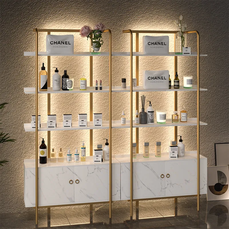 Cosmetic product display cabinet, beauty salon, skin care product shelf, nail salon shelf, multi-layer display rack with light