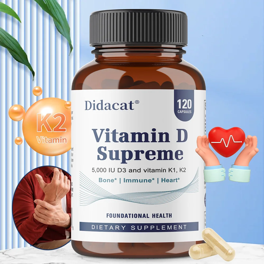 

Высокомощный витамин D3 5000 IU — 120 вегетарианских капсул — способствует здоровью мышц, костей и нервной системы здоровья.