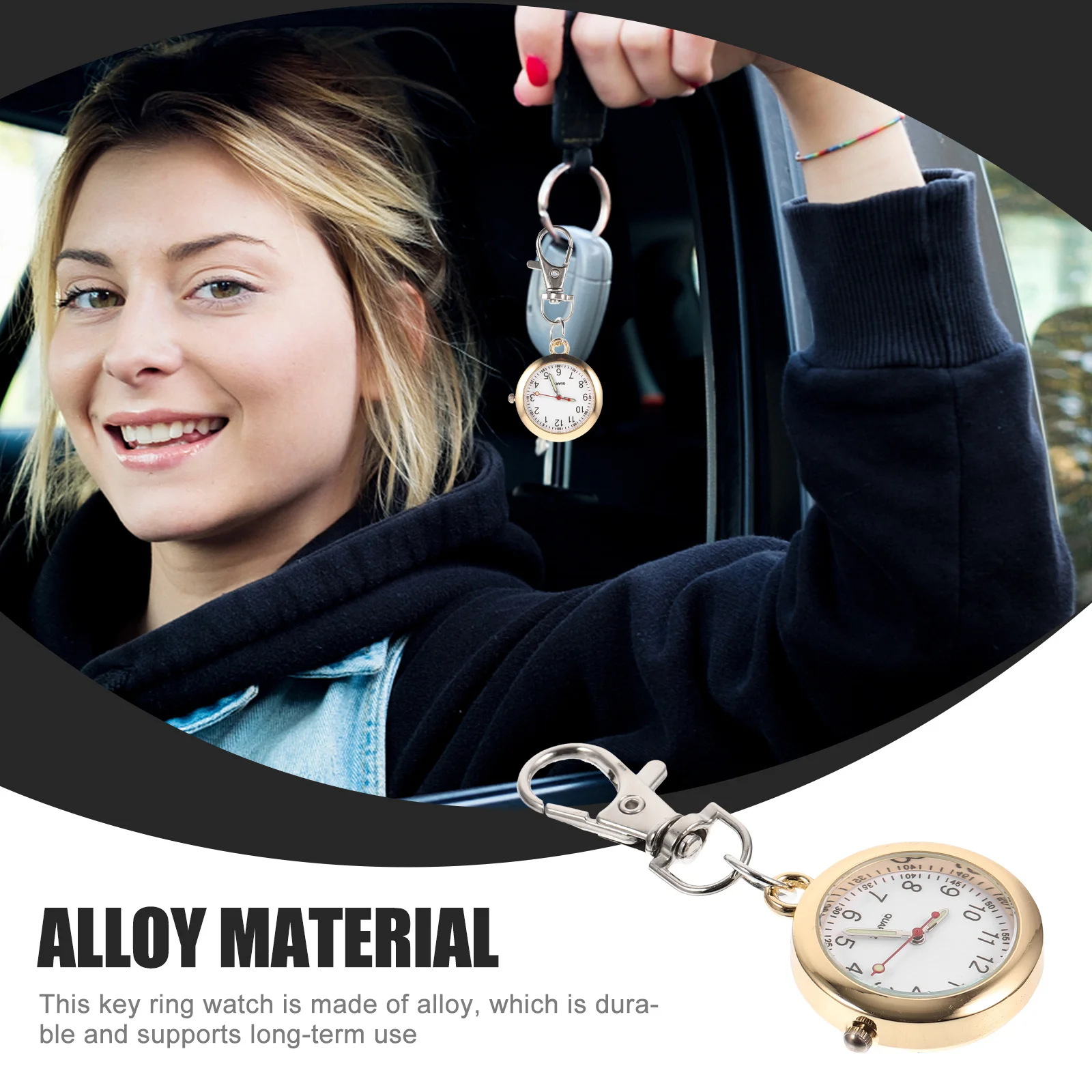 

Students Keychain Watch Durable Alloy Number Design Easy to Use Carry Suitable for Medical Professionals Precise Time Keeping