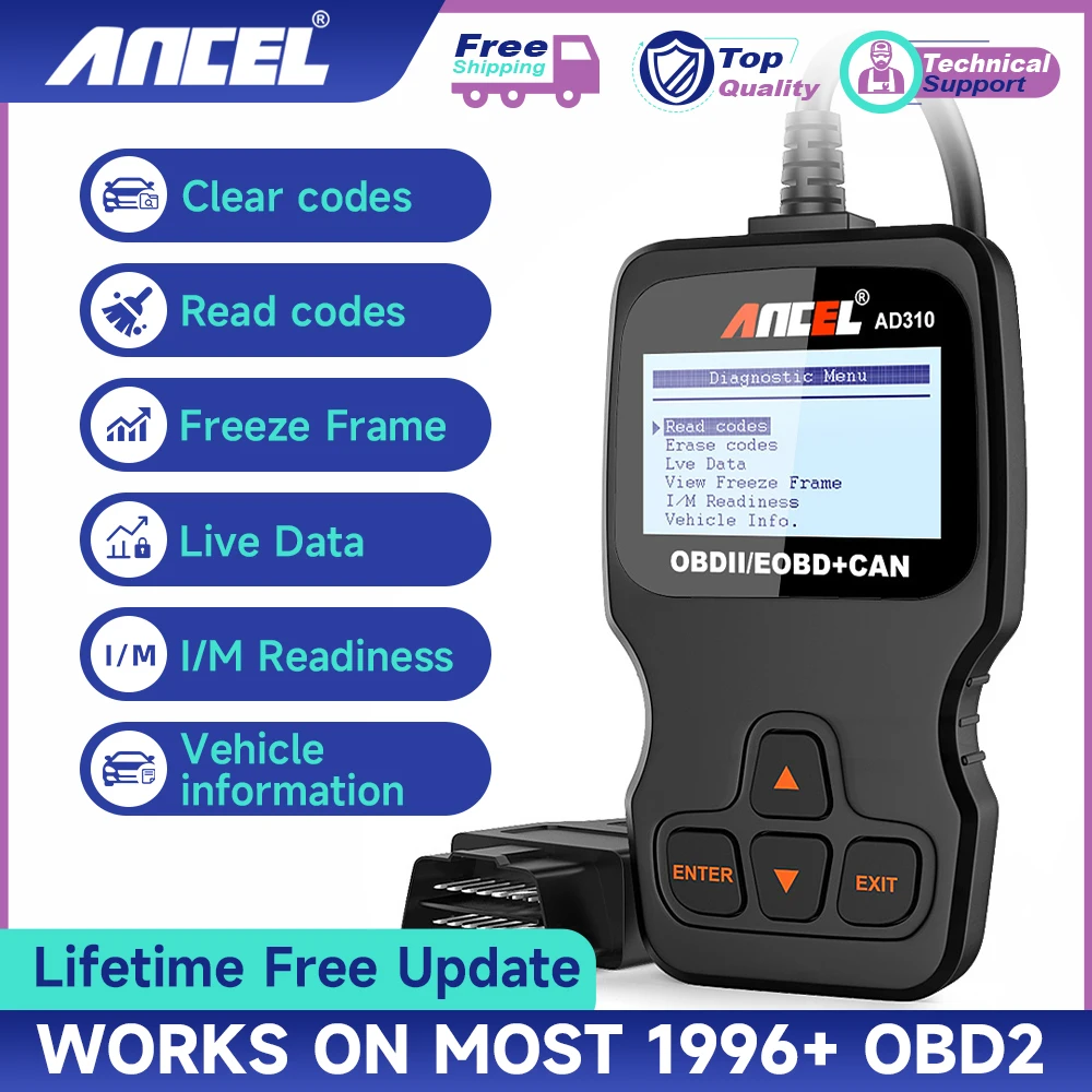 

ANCEL AD310 OBD II Scanner Car Engine Fault Code Reader CAN Diagnostic Scan Tool Read and Clear Error Codes OBD2 Protocol