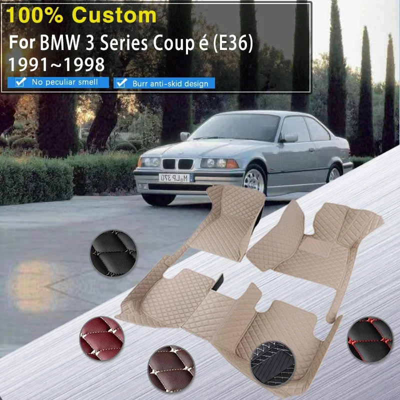 

Качественные автомобильные коврики RHD для BMW 3 серии Coupé E36 1991 ~ 19998, 2-дверные водонепроницаемые кожаные автомобильные коврики, полный комплект Tappeto, автомобильный аксессуар