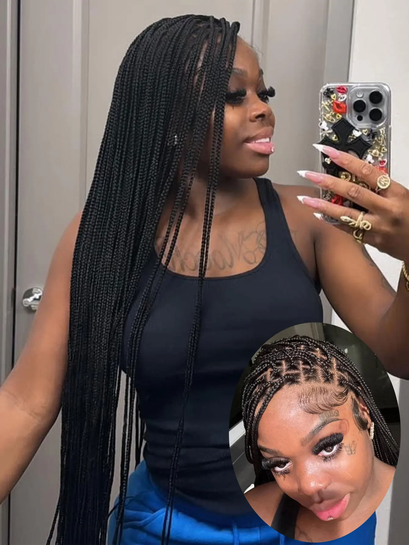 Cornrows Braided Wig Small Square Knotless Box Braids Wigs For Black Women With Baby Hair Synthetic Long 36Inches Braiding Hair