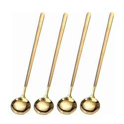 1PCs Long-handled Coffee Spoons Gold Spoons for Iced Tea Long Spoons for Stirring Espresso
