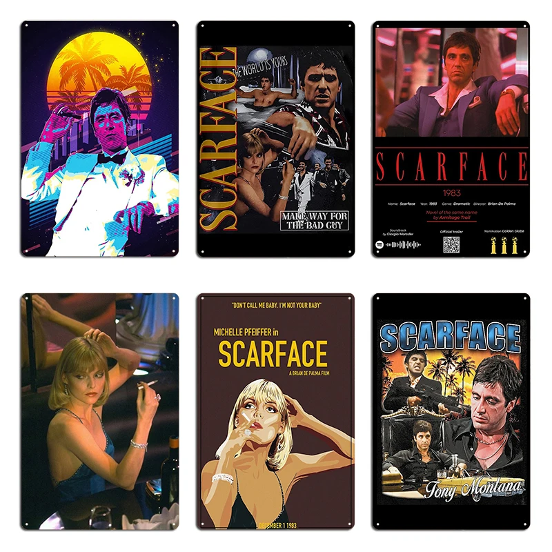 Arte de cine clásico Scarface, el mundo es tuyo, Elvira Hancock, placas de Metal de película clásica, crear decoración de pared, cartel de estaño de hierro