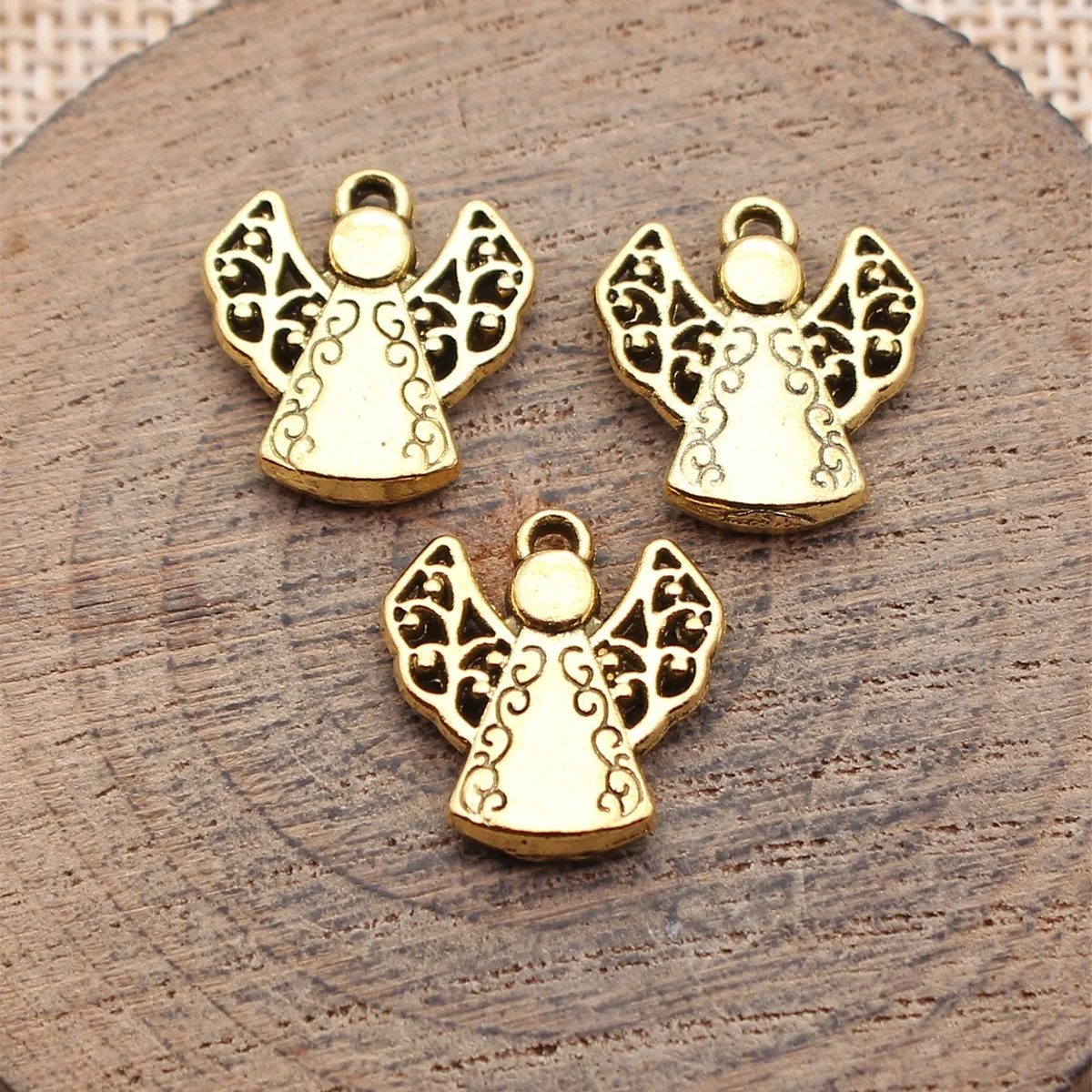 20pcs 16x15mm(0.63x0.59inch) 3 Colors Angels Watching Over Me Charms Jewelry Materials Wholesale