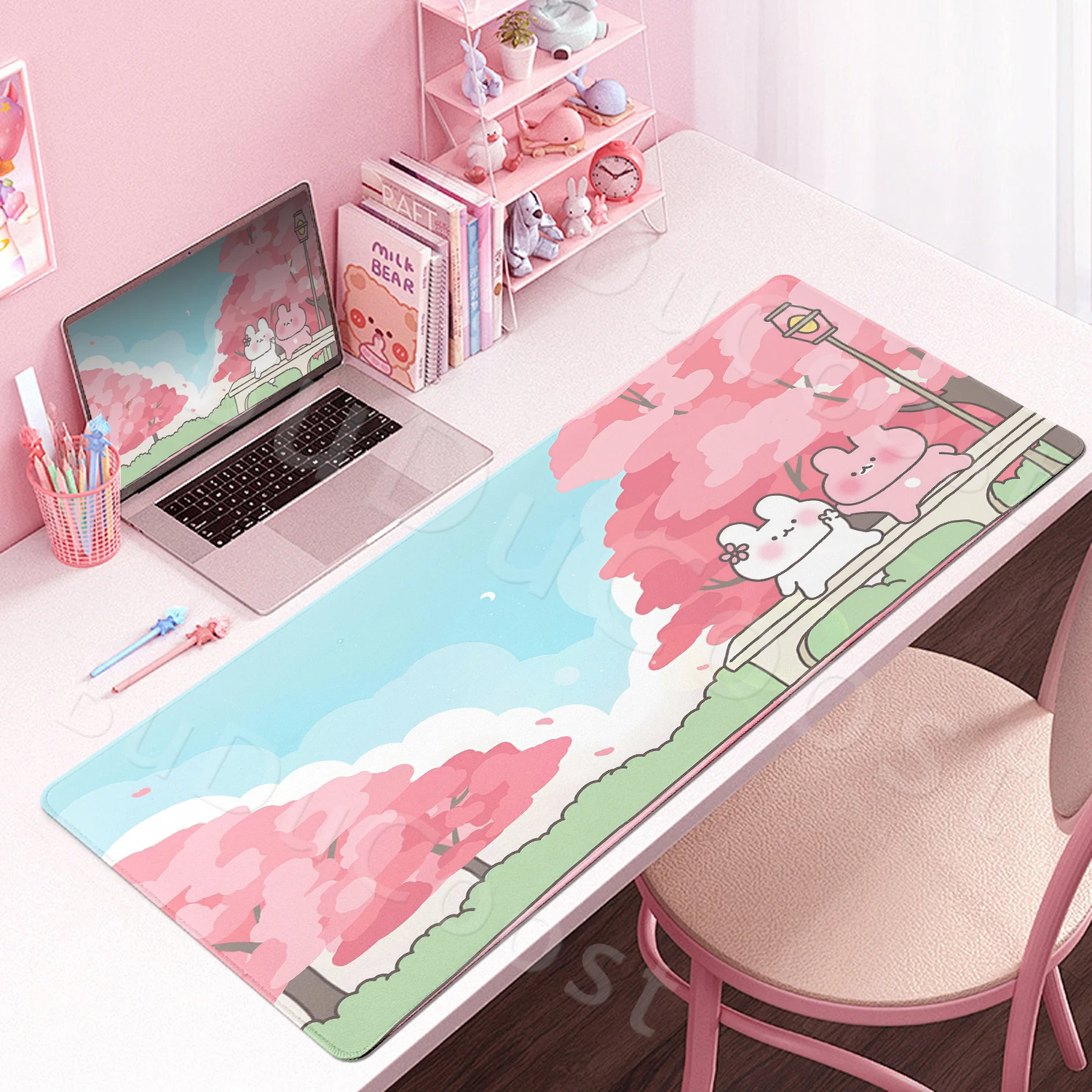Cute Rabbit Bear Mause Pad Extended Washable Non-slip Rubber Keyboard Pad Office Home Game Computer Set Up Accessories Mousepad
