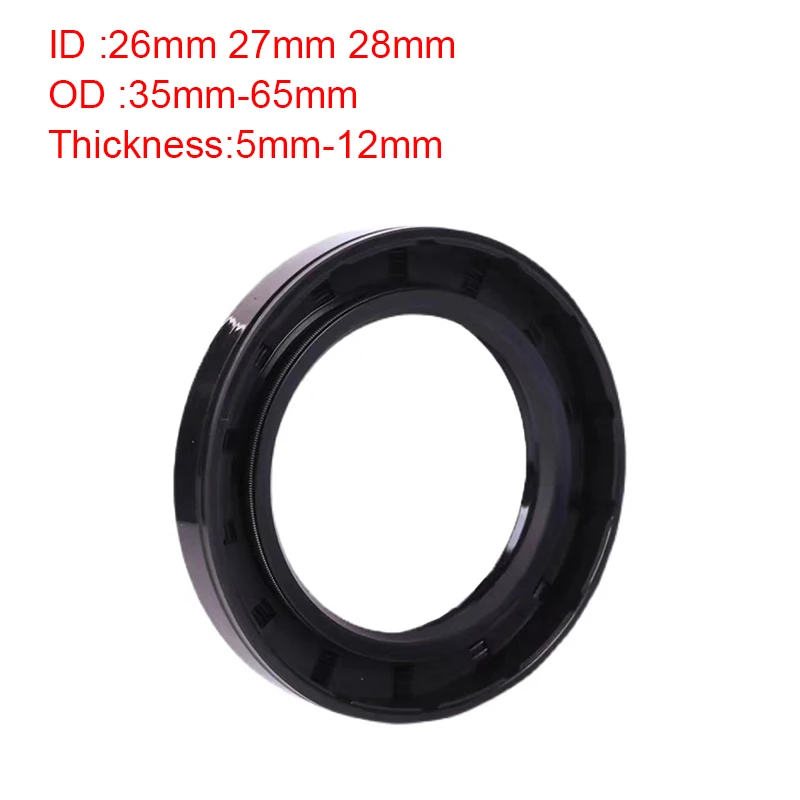 ID 26/27/28mm NBR Oil Seal TC-26/27/28*35/36/37/38/40/42/43/44/45/46-70*5/6/7/8/10/12mm Nitrile Rubber Shaft Double Lip Gasket