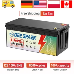 36V 100AH LiFePO4 Battery Pack For RV Campers Marine Golf Cart 200A BMS Deep Cycle Energy Storage Lithium Iron Phosphate Battery