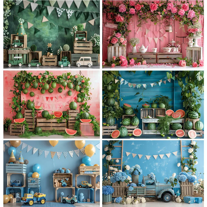 

Happy Birthday Party Photography Backdrop Baby Shower Newborn Portrait Colorful Balloon Arch Decor Photo Studio Background AR-17