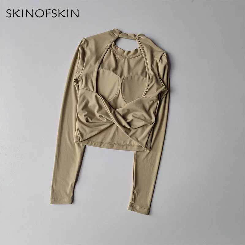 Sexy Rückenfreies Sporttop für Damen, Herbst und Winter, Neuer Stil, Großes Rückenfreies Yoga-Outfit, Spicy Girl Langarm-Fitness-T-Shirt – Detail 9