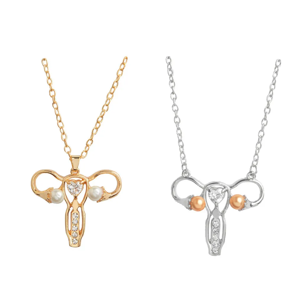 2Pcs Creative Uterus Necklace Stylish Minimalist Pendant for Women Staff Elegant Daily Wear Gift for Birthday