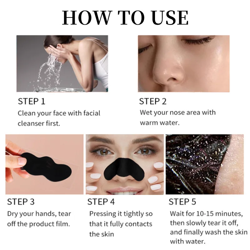 5PCS Nose Blackhead Remover Mask Shrink Pore Acne Treatment Sticker Black Dots Strips Nose Deep Cleansing Skin Care Product