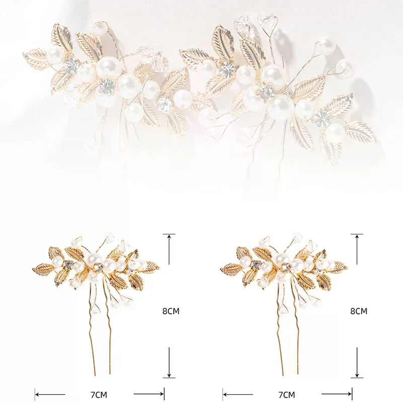 Fashion Crystal Pearl Rhinestone Hairpins Stick Hair Clip For Women Bridal Hair Accessories Party Wedding Hair Clips Jewelry