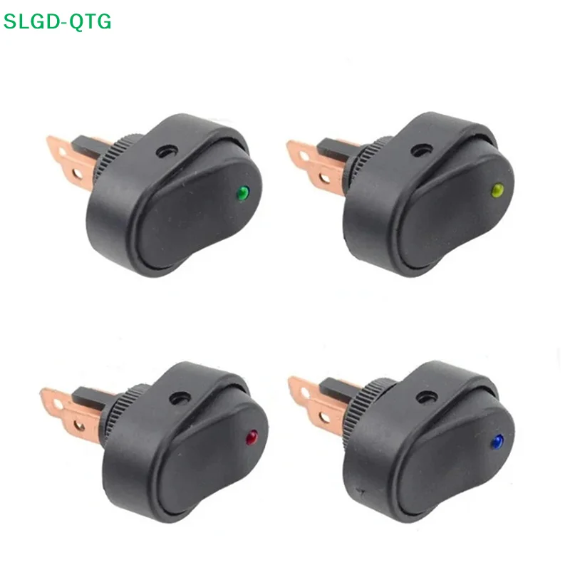 

Hot！2Pcs 3 Pin LED Lighted On Off Switch Toggle Switch 12V 30A Oval Rocker Switch For Automative Car RV Marine Boat
