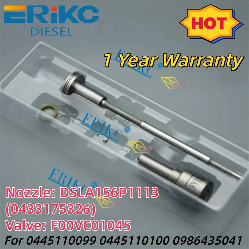 Common Rail Injector Repair Kits Nozzle DSLA156P1113 0433175326 Control Valve F00VC01045 For 0445110099 0445110100 0986435041
