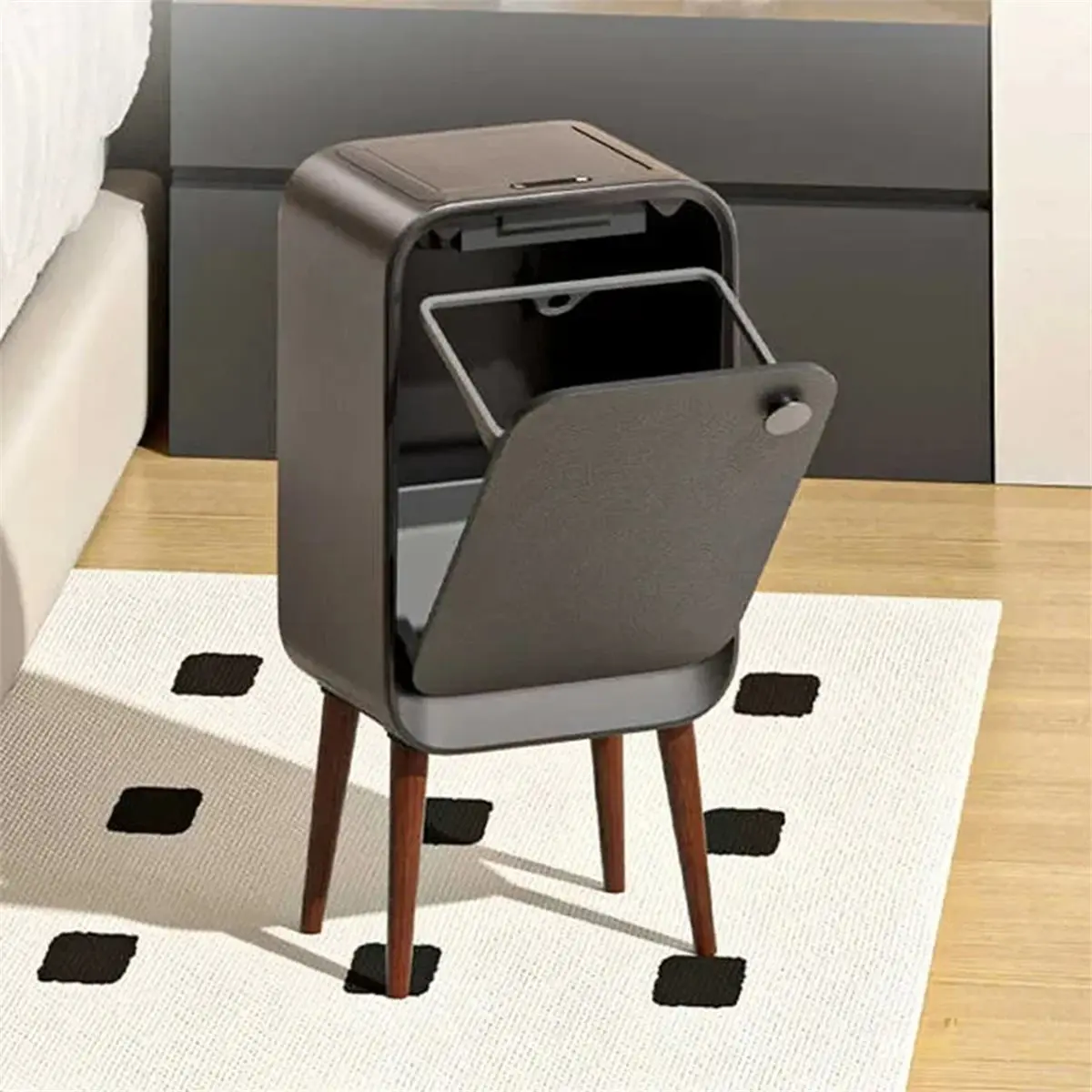 Y69A High Feet Smart Sensor Trash Can with Lid Two-Way Large Kitchen Wastebask Luxury Trash Bin Home Bathroom Paper Basket