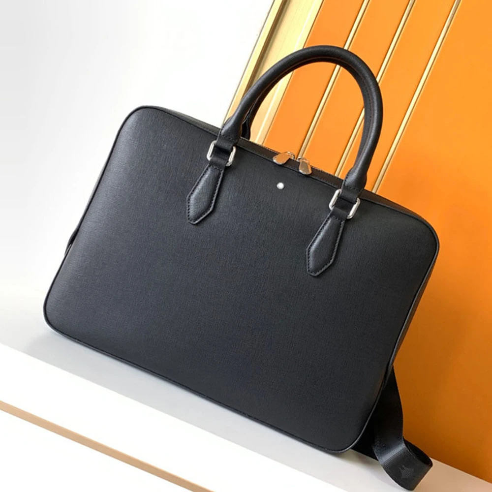 

Men Genuine Cow Leather Handbag Luxury Business Briefcase Horizontal Square Shoulder Bag Fashion Casual Office Laptop Hand Bag