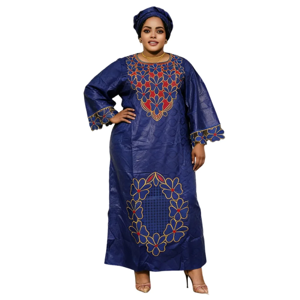 

Elegant Plus Size African Party Long Dresses for Women 2026 New Luxury Bazin Embroidery Robe Elegant Muslim Wedding Evening Gown