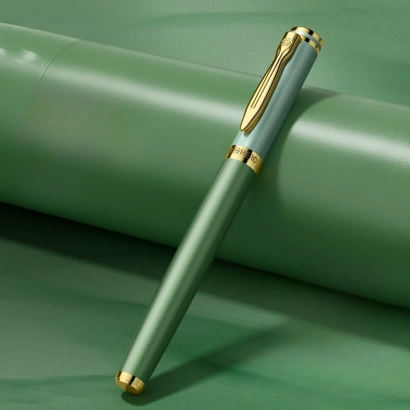 pluma-estilografica-de-metal-rosa-hero-practica-exquisita-de-escritura-a-mano-con-boligrafo-de-acabado-de-alta-gama-con-punta-curva-reemplazada-por-una-bolsa-de-tinta