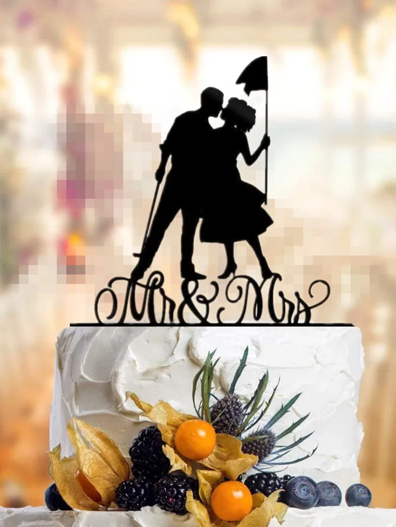 Golf Theme Funny Wedding Cake Topper /Anniversary/Bridal Shower Cake Toppers Mr and Mrs Bride and Groom