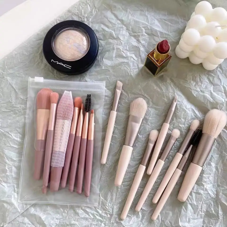 

100Sets 8Pcs/Set Of Cosmetics Foundation Make-up Cheek Red Powder Shadow Mixed Makeup Brush Soft And Lovely Beauty Makeup ZT