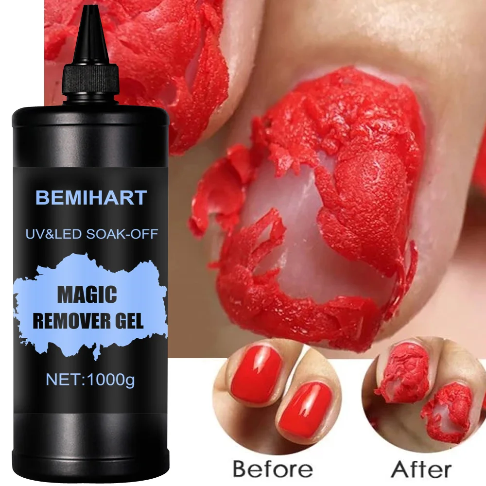 BEMIHART 1000ml Magic Remover Gel Nail Art Functional Gel Matte Temoered Topcoat Primer Liquid Reinforcement Gel Base Top Coat