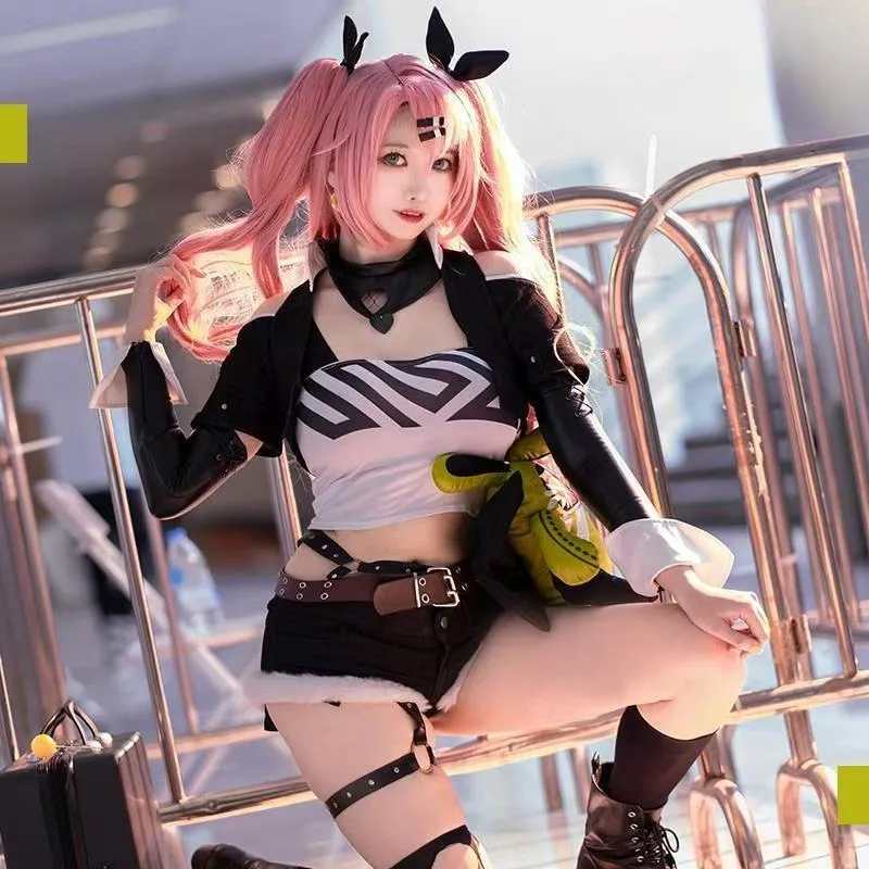 

Game Zenless Zone Zero Cosplay Nicole Demara Costume Cunning Hares Black Sexy Full Set Pink Wig ZZZ Role Play Outfit Women