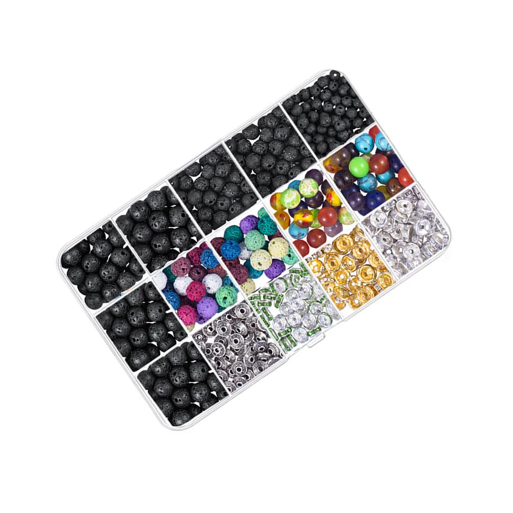 

1 комплект, бусины из натурального вулканического камня, 8 мм, комплект ювелирных аксессуаров «сделай сам», для браслета, ожерелья, серьги, комплект каменных бусин