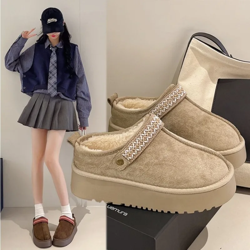 

2026 Women's Clog Boots with Chunky Platform, Outdoor Fuzzy Snow Ankle Booties Slip-On, Cozy Fleece Lined Winter Shoes Fashion