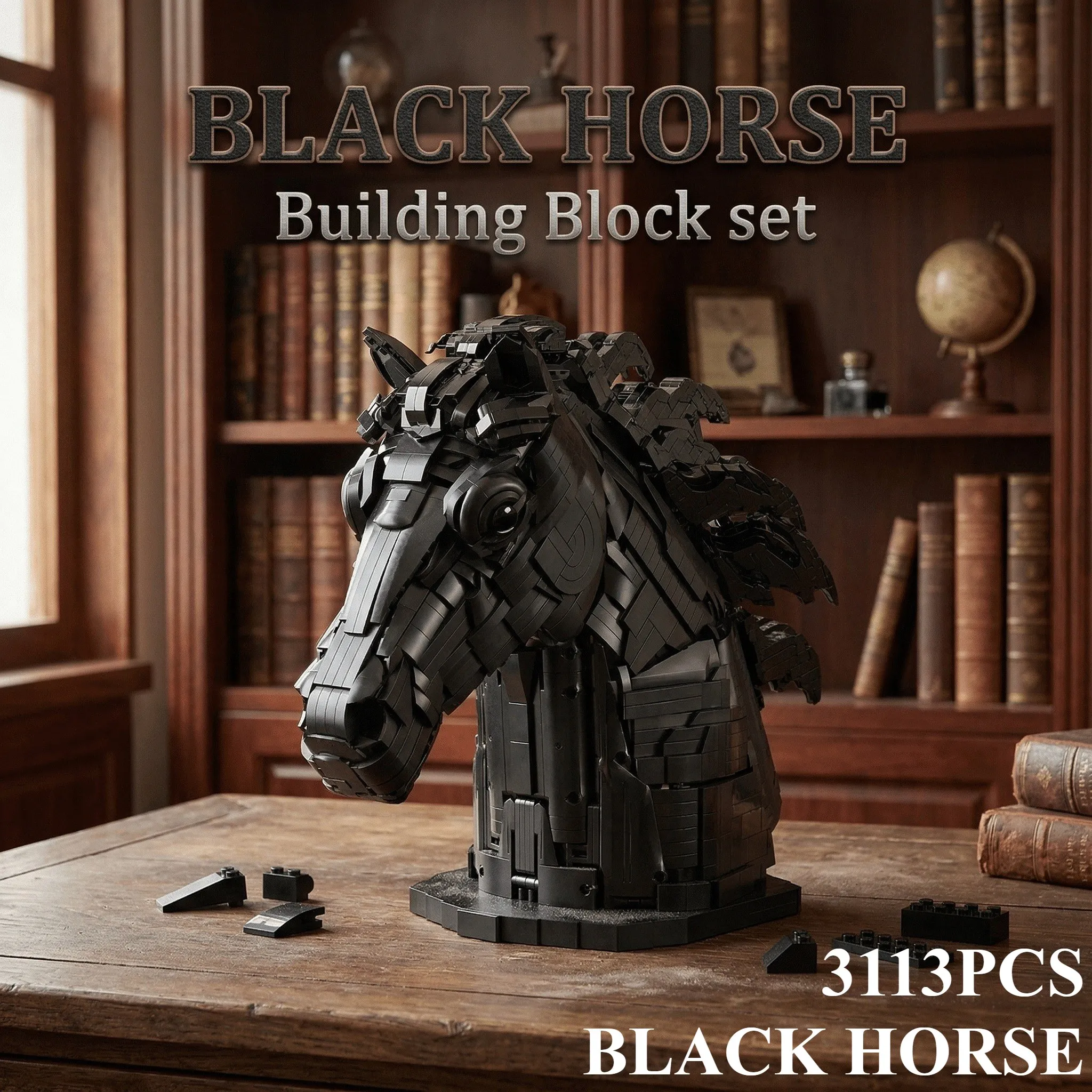 

3113PCS Black Horse Building Blocks City Sports Car Model Ornaments Collection Bricks Toys DIY Assembly Toys For Gifts