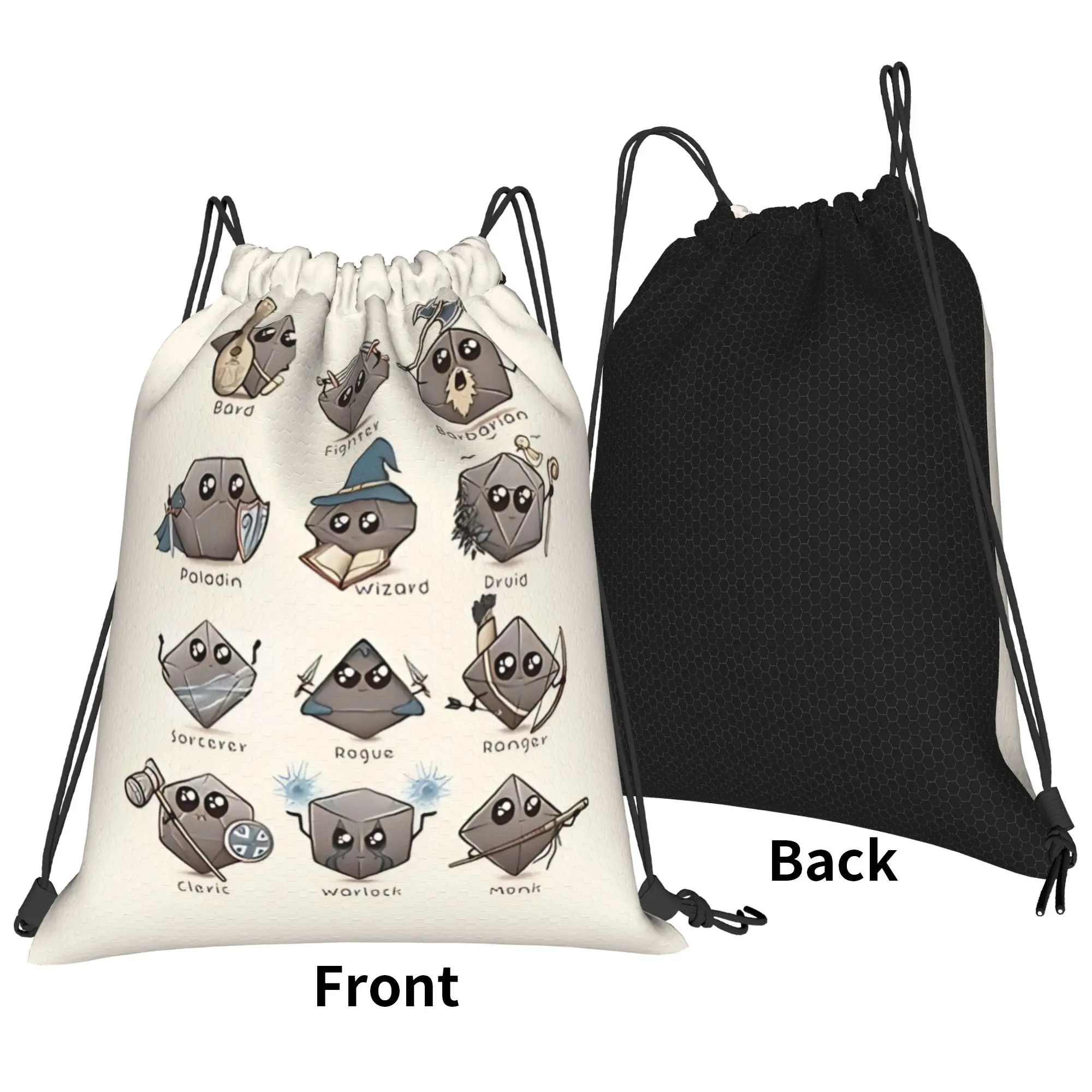 DND RPG Adventure Graphic  Portable Hiking Riding Gym Drawstring Storage Sporty Backpacks