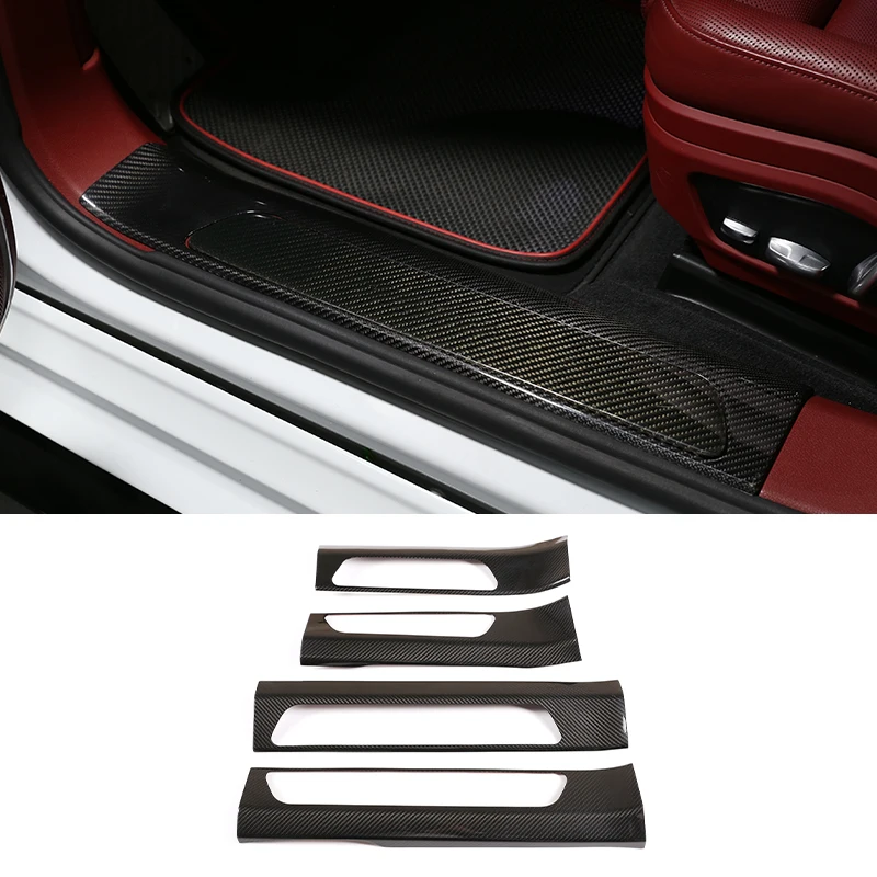 For Porsche Panamera 2017-2023 Car Styling Accessories Door Sill Scuff Plate Cover Trim Real Carbon Fibre Welcome Pedal Guard