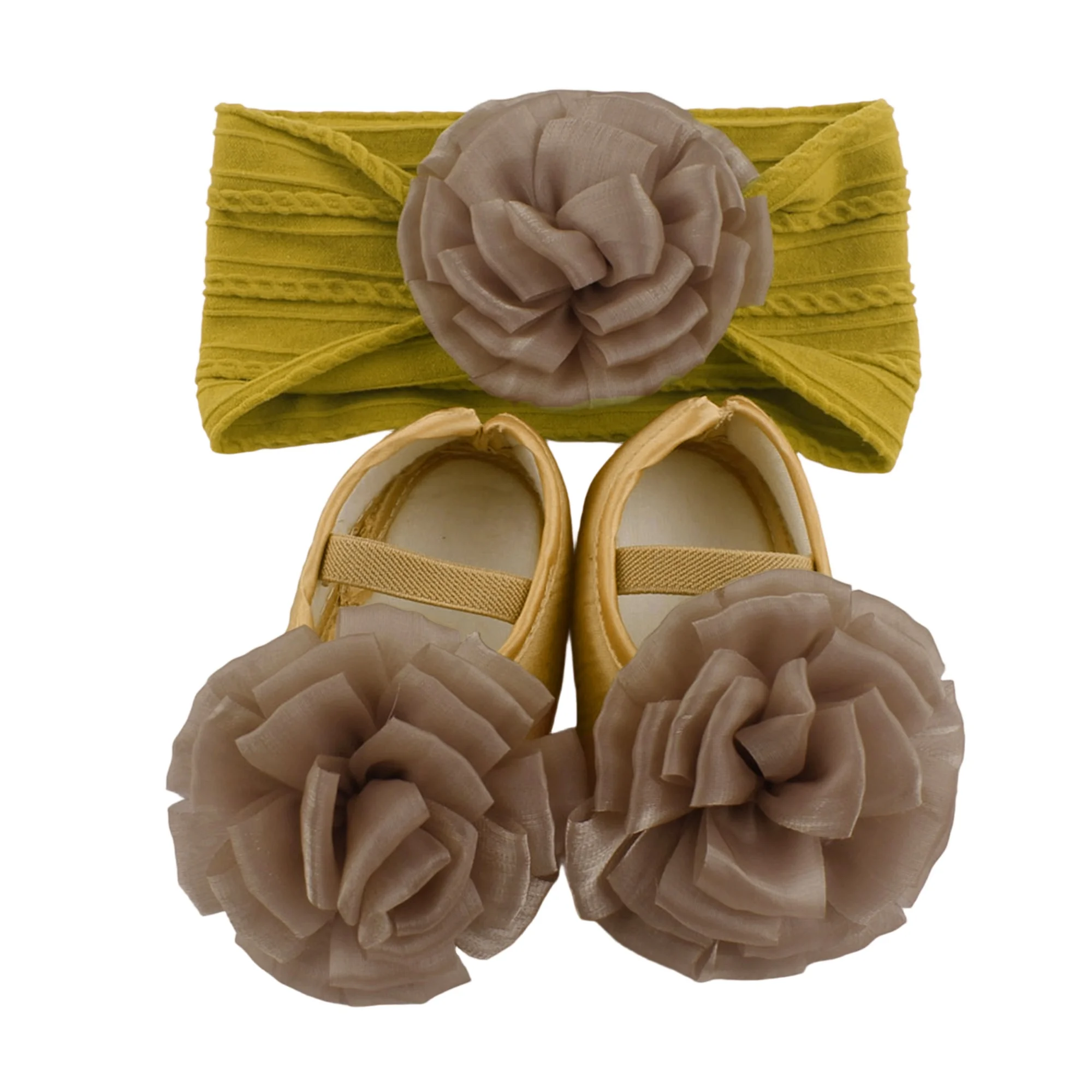 

Elegant Lace Christening Shoes and Headband Set with Sparkling Rhinestone Accents for Baby Girls