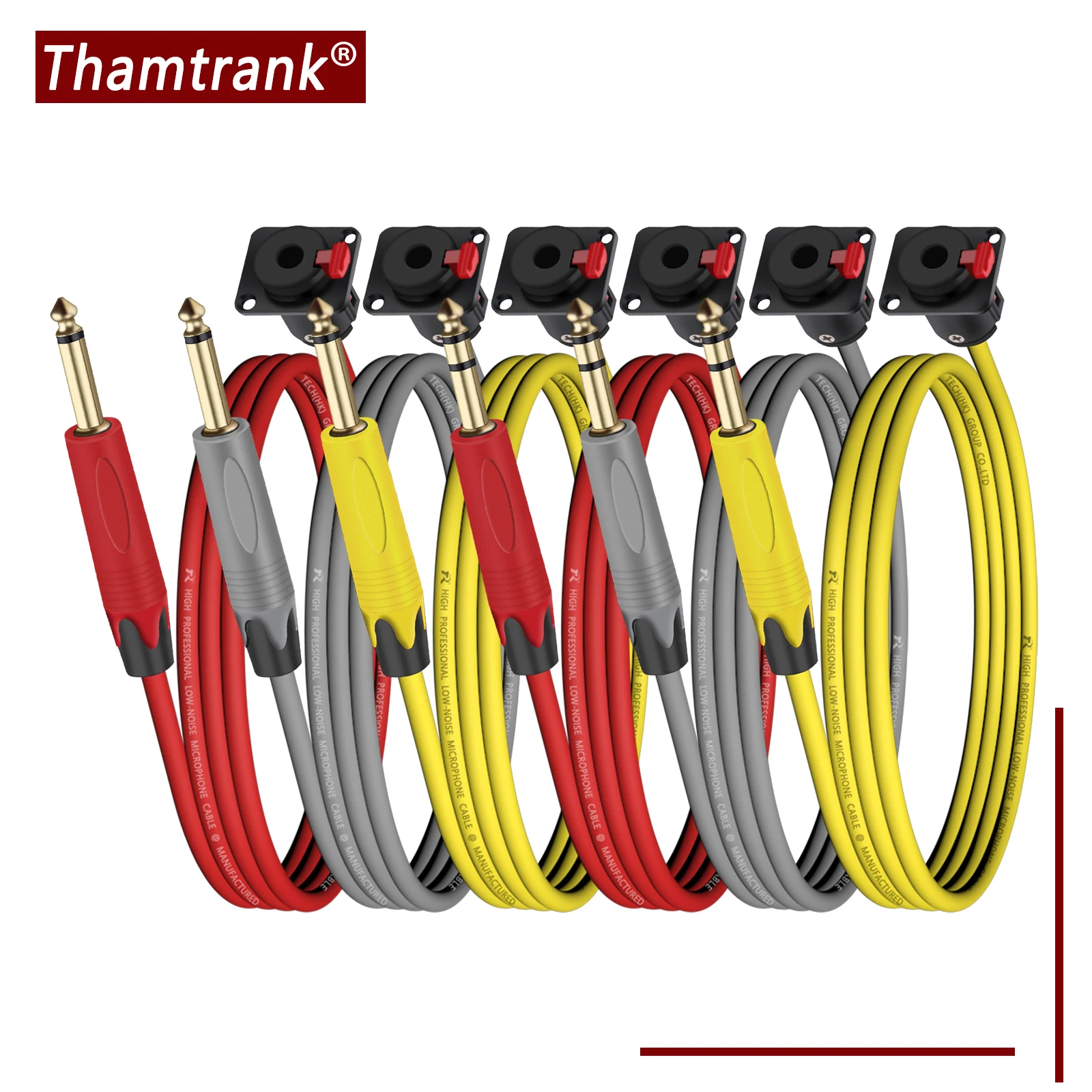 D-Type 6.35mm Female Panel Mount to 6.35/6.5mm Male Mono/Stereo Connector Audio Extension Shielded Cable Pass Thru Converter