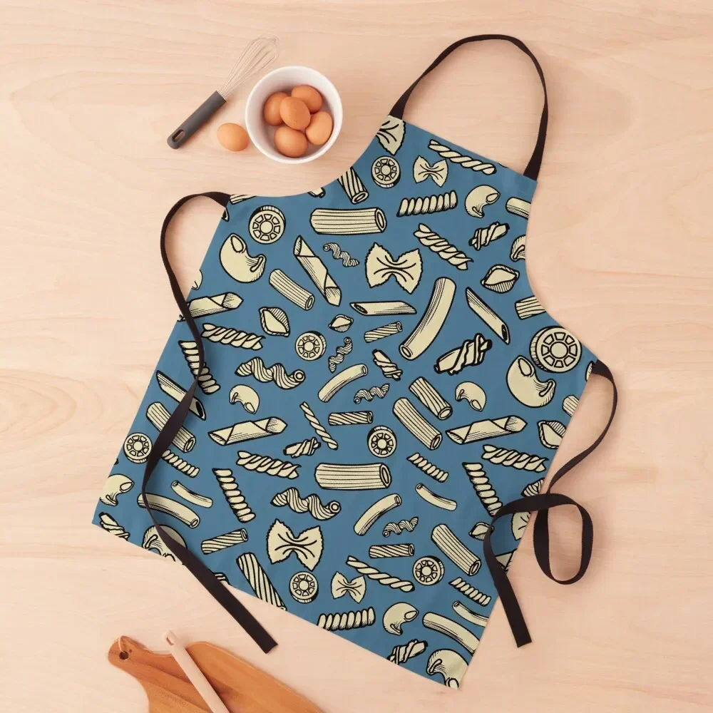 

Blue Pasta Party Apron Customizable Woman Kitchen Utensils work ladies Smock for hairdressing Apron