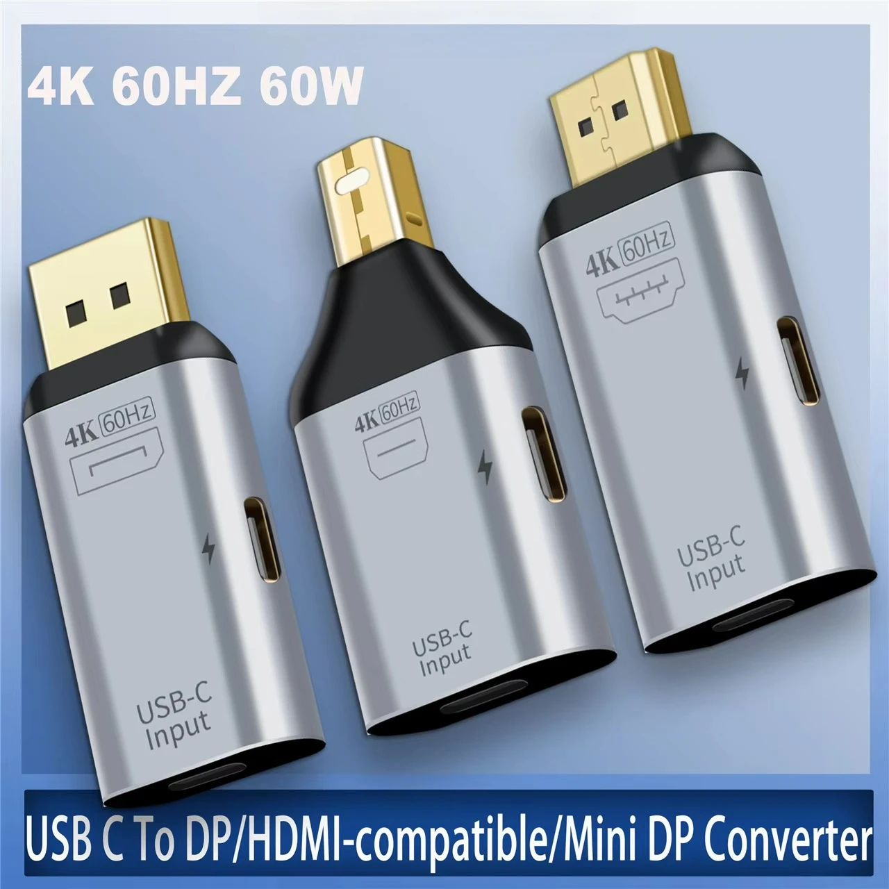 Aluminum Alloy Dp Converter Usb-c 4k@60hz Type C To Hdmi-compatible Adapter Mini 4k Usb C To Dp/hdmi-compatible Converter Header