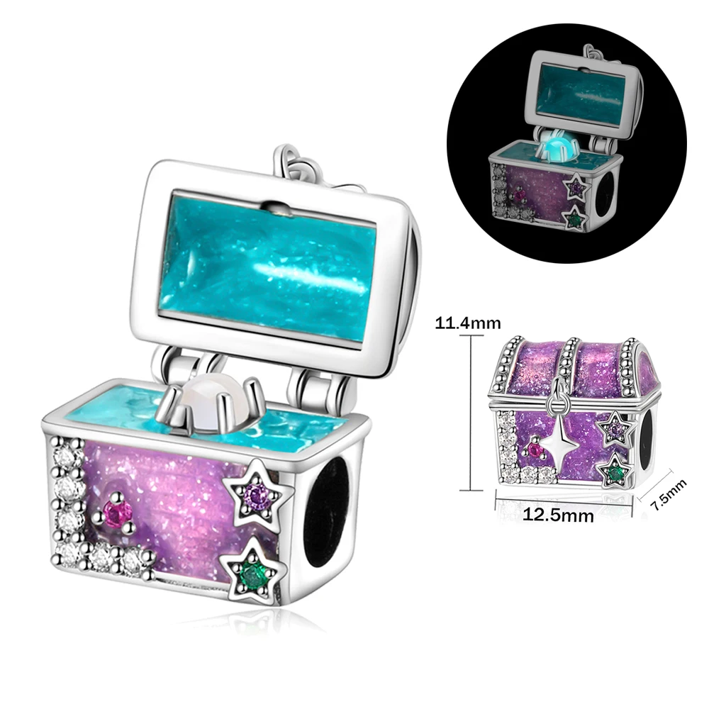 Forest Treasure Night Light Bead Adventure Chest Charm Fit Pan Charms Bracelet DIY Women Jewelry Gift 2026 Spring New Design